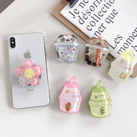 Squishy bande dessinée Quicksand liquide belle enfants support de téléphone support Portable réglable pliant Stander pour iPhone Xiaomi Huawei ► Photo 1/6