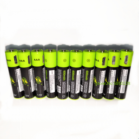 ZNTER 10 pièces USB AAA batterie Rechargeable 1.5V 600mAh Lithium Ion batterie jouet télécommande batterie Lithium polymère ► Photo 1/4
