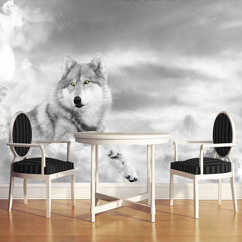 Papier peint Mural 3D personnalisé | Papier peint moderne, décoration murale pour salon chambre à coucher Restaurant, Photo de loup, papier peint ► Photo 1/6