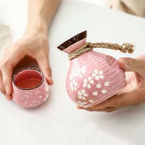 Ensemble de tasses à saké japonais, fleurs de cerisier, tasse à liqueur en céramique, pour Bar à la maison, tasse à liqueur Flagon, saké, Pot à vin blanc, cadeaux ► Photo 1/6