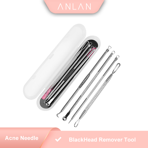 4 pièces/ensemble point noir comédon acné bouton out pièces outil de suppression de  aiguille défaut bouton point noir extracteur extracteur outil pores nettoyant visage outils de nettoyage ► Photo 1/6