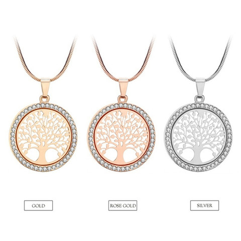 Collier classique pour femme, bijoux créatifs ajourés, pendentif arbre de vie, plante, cadeau d'anniversaire de fête, pour femmes ► Photo 1/4