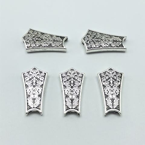 5 pièces double trou sculpté antique argent bouclier forme connecteur pour la fabrication de bijoux bricolage accessoires faits à la main ► Photo 1/6