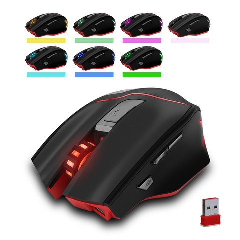 Zelotes – souris de jeu ergonomique filaire, Rechargeable, 7 boutons, 3200 DPI, LED, USB, pour joueur en ligne, avec rétroéclairage PC ► Photo 1/6