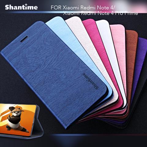 Étui portefeuille à rabat en cuir PU pour Xiaomi Redmi Note 4X, coque de téléphone d'affaires, grain de bois ► Photo 1/6