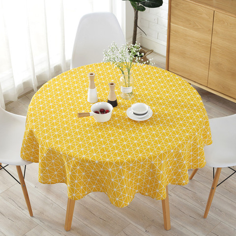 Coton lin nordique nappe ronde rayure colorée arbre de noël motif couverture lavable nappe pour Table à thé ► Photo 1/6