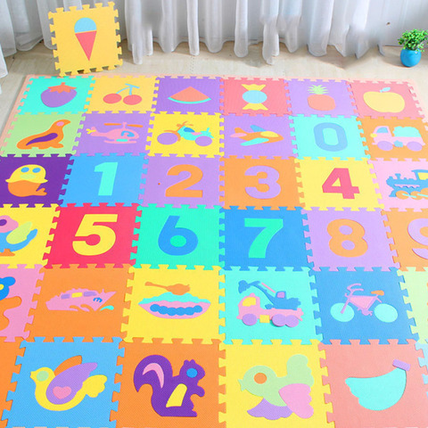 Tapis de jeu en mousse EVA pour enfants, 10, pièces/ensemble, 30x30cm, motifs d'animaux, Puzzle, Yoga, ramper, tapis de sol ► Photo 1/6