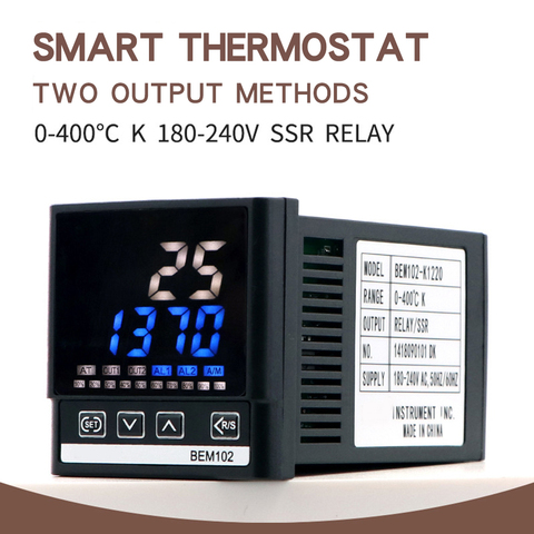 Thermostat de régulateur de température numérique PID avec 2 sorties K sonde Thermocouple dissipateur de chaleur SSR-40DA de haute qualité ► Photo 1/6