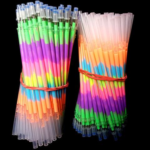 10 pièces/lot Multi couleur arc-en-ciel recharge surligneurs Gel stylo à bille stylo étudiants peinture Graffiti Fluorescent recharge ► Photo 1/5