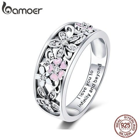 Bamoer – bagues en argent Sterling 925 pour femmes, bijoux de fiançailles, motif marguerite, fleur et infini, amour pavé, mariage, SCR390 ► Photo 1/5