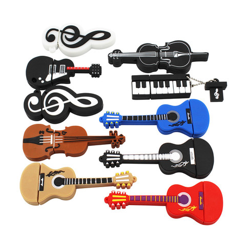 Texte moi dessin animé 64GB mignon instrument de musique guitare violon Note clé USB 4GB 8GB 16GB 32GB clé USB 2.0 clé Usb ► Photo 1/6