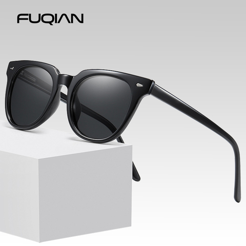 FUQIAN – lunettes de soleil polarisées pour hommes et femmes, classiques, carrées, stylées, à rivets, pour la conduite, à la mode, noires, 2022 ► Photo 1/1