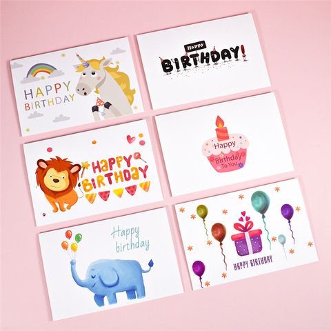 Carte d'anniversaire pour enfants fils bébé dessin animé licorne cartes de voeux avec enveloppe Note carte vierge à l'intérieur 6x4 ► Photo 1/6