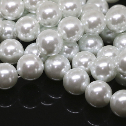 Bracelet pour femmes, coque blanche, perle ronde d'imitation, perles rondes, 4,6,8,10,12,14mm, pour la fabrication de bijoux, 15 pouces, à faire soi-même, B1604, haute qualité ► Photo 1/5