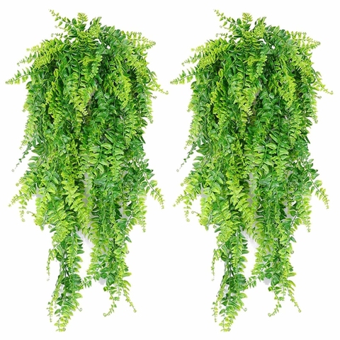 2 pièces artificielle suspendus vignes fougères plantes faux lierre feuilles décoration murale ► Photo 1/6