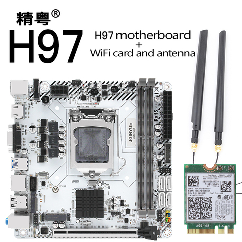 H97 carte mère LGA 1150 kit de prise en charge Intel Pentium/Core/Xeon CPU DDR3 16G RAM M.2 NVMe avec carte wifi et antenne H97I-PLUS ► Photo 1/6