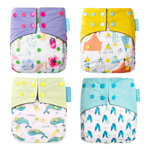 Happy Flute OS bambou charbon de bois imperméable lavable poche couche noël bébé tissu couche 1 pièces Pack ► Photo 1/6