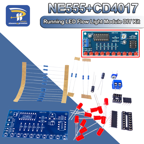 Kit de Production électronique de lampe à flux LED NE555 CD4017, panneau de commande, Module d'oscillateur, horloge siganale, bricolage ► Photo 1/6