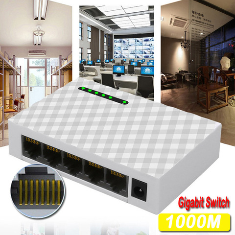 Mini commutateur de réseau de bureau à 5 ports, 1000 Mbps, Gigabit, Ethernet rapide, LAN, commutateur Hub, échange duplex complet ► Photo 1/6