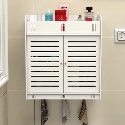 Armoire de salle de bain murale, 38x18x43cm, meuble de toilette, armoire en bois et en plastique, étagère de rangement pour cosmétiques MJ905 ► Photo 1/5