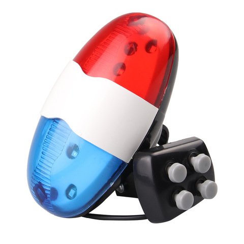 Sonnette de vélo 6 LED 4 tons, sonnette de vélo, sonnette de vélo, lumière de Police, sirène électronique forte, accessoires pour enfants, vélo Scooter vtt ► Photo 1/6