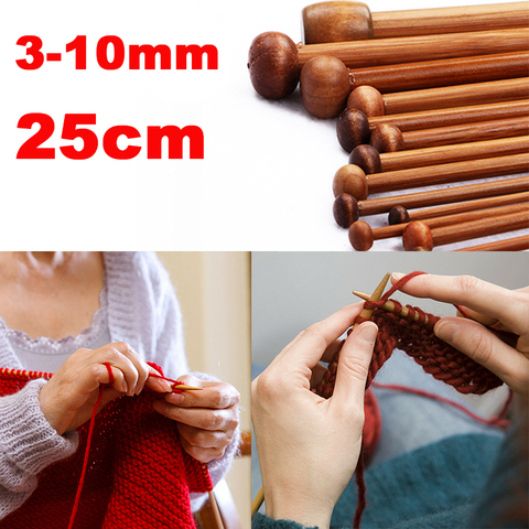 Aiguilles à tricoter pointues en bois carbonisé, paire de 3mm à 10mm ► Photo 1/6