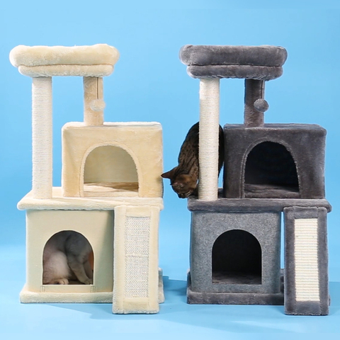 Maison jeu arbre à chats multiniveaux en Sisal, coussinets à gratter et postes, Style Simple et élégant pour petit chaton ► Photo 1/6