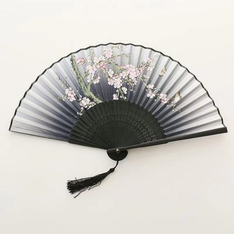 Style chinois ventilateur modèle pliant danse mariage fête dentelle soie pliant à la main fleur ventilateur fille femmes Photo accessoire outil Art Craf ► Photo 1/6