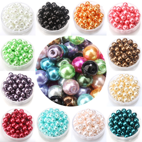 Livraison gratuite 4/6/8/10MM perles d'imitation de verre perles multicolores Bracelet à bricoler soi-même boucles d'oreilles perle collier ras du cou fabrication de bijoux ► Photo 1/6