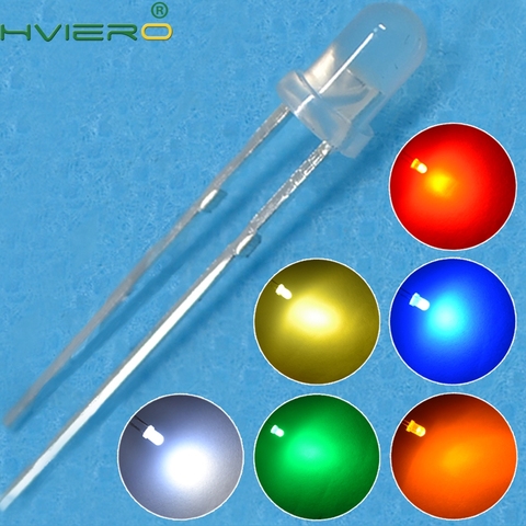 Diodes électroluminescentes F3 3mm, 100 pièces, blanc chaud, rouge, bleu, vert, jaune, blanc chaud, rondes, 2 broches, ampoule LED ► Photo 1/6