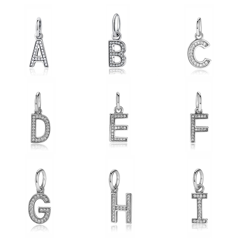 Breloque 100% en argent Sterling 925 pour femmes, Original, A-Z lettres de l'alphabet, pendentif breloques, fabrication idéal pour bracelet ► Photo 1/6