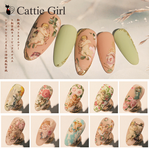 10 pièces/ensemble ongles feuille autocollants cupidon amour Design manucure ange amant Nail Art transfert papier ongles Art décalcomanies ► Photo 1/6