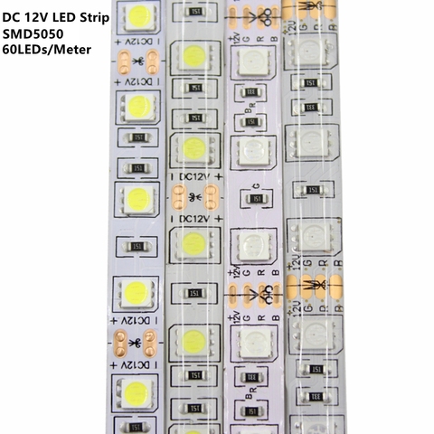 DC12V LED Bande 5050SMD 60leds/M BRICOLAGE Flexible A MENÉ LA Lumière Imperméable À L'eau RGB 5050 Ruban LED Pour Fond TV décoration d'éclairage ► Photo 1/6