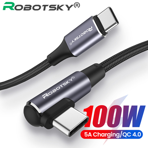 100W/60W PD charge rapide 90 degrés coude câble USB Type C à Type C QC4.0 chargeur rapide câble pour Samsung S20 Macbook Huawei ► Photo 1/6