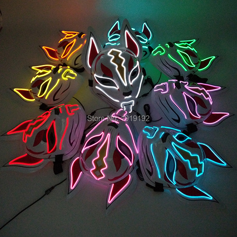 Masque Led lumineux de fête d'halloween, masque d'horreur au néon, masque de renard, Anime Cosplay ► Photo 1/6