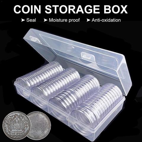 Capsule à monnaie en argent Eagles 60 pièces 40mm, conteneur de rangement porte-monnaie avec boîte organiseur de rangement # D0 ► Photo 1/6