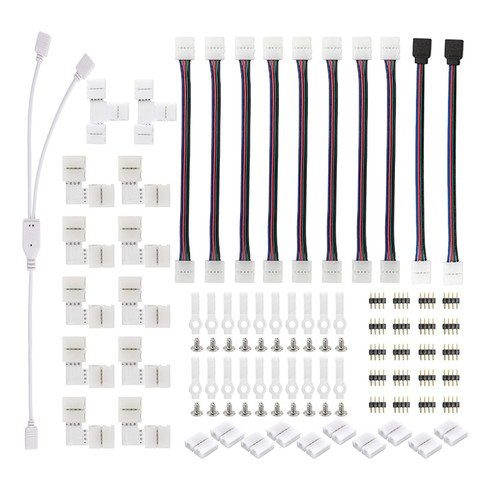 Kit de connecteurs de bande 75 pièces pour 5050 10mm 4 broches comprend 8 Types de raccord de bande connecteurs en forme de T en forme de L ► Photo 1/6