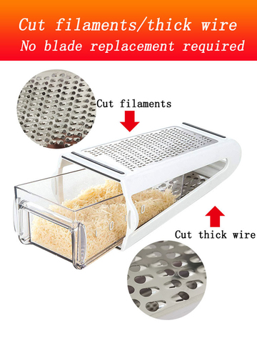 Râpe à Double face avec panier de rangement, récipient pour fromage, légumes, carotte, concombre, ustensiles de cuisine en acier inoxydable ► Photo 1/6