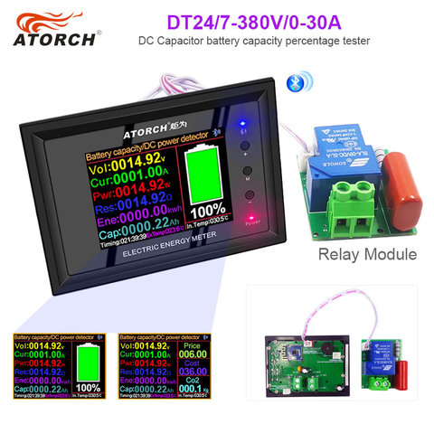 Affichage numérique DC 0-380V alimentation voltmètre ampèremètre batterie capacité testeur batterie jauge de carburant compteur de puissance + Module relais ► Photo 1/6