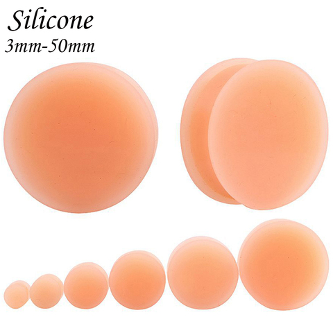 Bouchons d'oreilles en Silicone pour la peau, 2 pièces, Tunnels, Piercings, jauges de boucle d'oreille flexibles, extenseurs, bijoux pour le corps ► Photo 1/6