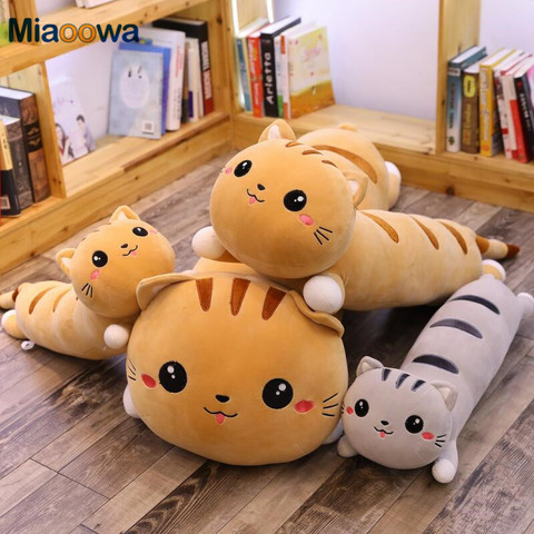 Oreiller mignon et doux en forme de chat, Long, en peluche, pour faire une Pause au bureau, pour faire la sieste, pour dormir, pour lit, décoration de maison, poupée cadeau pour enfants et filles, 130cm ► Photo 1/6