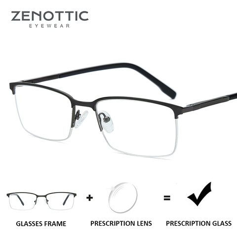 ZENOTTIC Alliage Semi Cadre Lunettes de vue Hommes Anti-Blue-Ray Lunettes Myopes CR39 LENTILLES Optiques Photochromiques Lunettes ► Photo 1/6