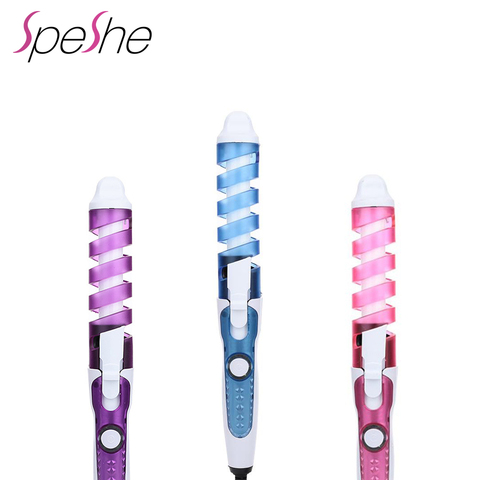 Spirale cheveux bigoudi professionnel électrique Salon en céramique cheveux fer à friser Portable magique Waver cheveux outils de coiffure baguette à friser ► Photo 1/6