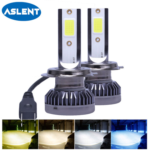 ASLENT – ampoule LED pour phares de voiture, faisceau Hi-Lo, mini H7 H4 H11 H1 H8 H3 H9 9005/HB3 9006/HB4, LED jaune blanc 8000K, 2 pièces ► Photo 1/6