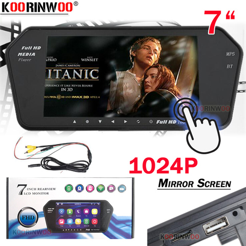 Koorinwoo – moniteur de voiture avec écran tactile 1024P, écran LCD de 7 pouces, caméra de recul, grand angle, Parking, Bluetooth, connexion au téléphone, DVD ► Photo 1/6