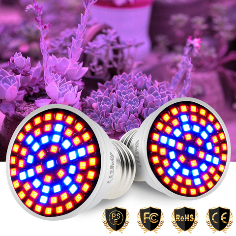 E14 LED grandir lumière E27 Phytolamp pour plantes spectre complet 220V GU10 lampe d'intérieur GU5.3 ampoule semis fleur Fitolampy cultiver tente ► Photo 1/6