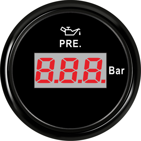 1pc jauge de pression d'huile numérique 52mm 0-10Bar compteurs de pression d'huile affichage LCD étanche IP67 avec rétro-éclairage rouge pour camion de voiture ► Photo 1/6