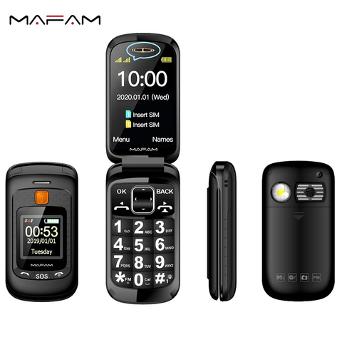 Mampa F899 plié téléphone portable âgé double affichage grand écran clavier SOS aide vitesse appel couverture Senior téléphone portable deux Sim ► Photo 1/6