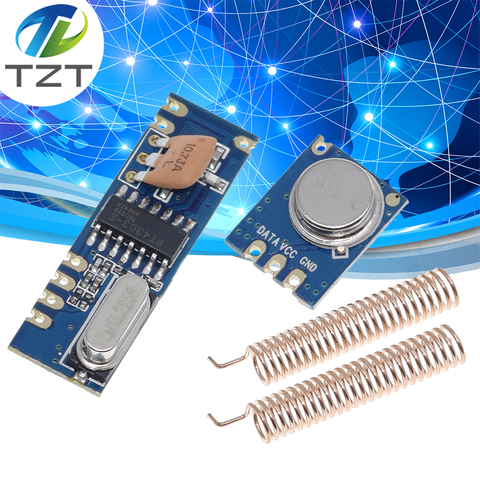 TZT 1 Set 433 MHz 100 Mètres Module Sans Fil Kit émetteur ASK STX882 + DEMANDEZ Récepteur SRX882 + 2 pièces Cuivre Antenne à Ressort ► Photo 1/6