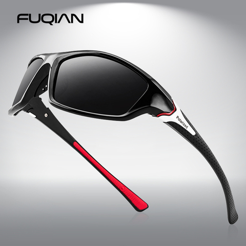 FUQIAN – lunettes de soleil polarisées de sport pour hommes et femmes, en plastique, à la mode, pour l'extérieur, nuances noires, UV400 ► Photo 1/6